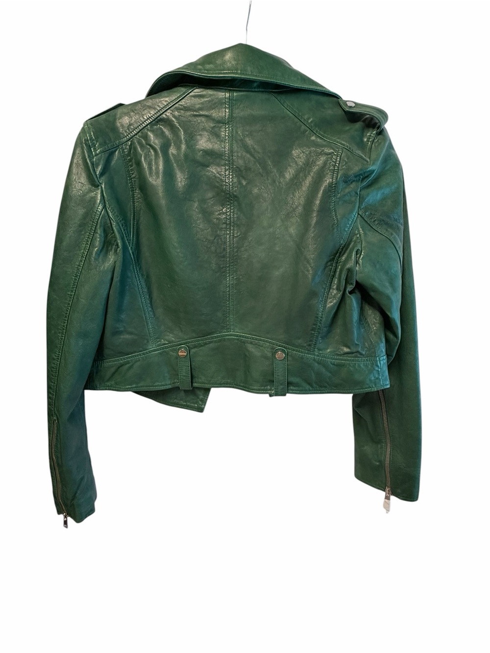 Lamarque Emerald Green Leather Moto Jacket - Picture 4 of 9